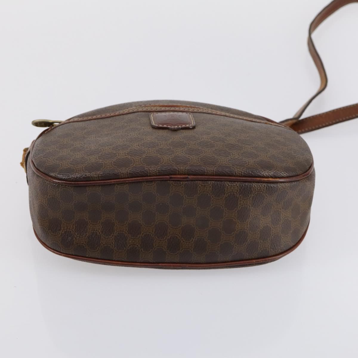 CELINE Macadam Canvas Shoulder Bag PVC Leather 5 Set Brown Auth 151955