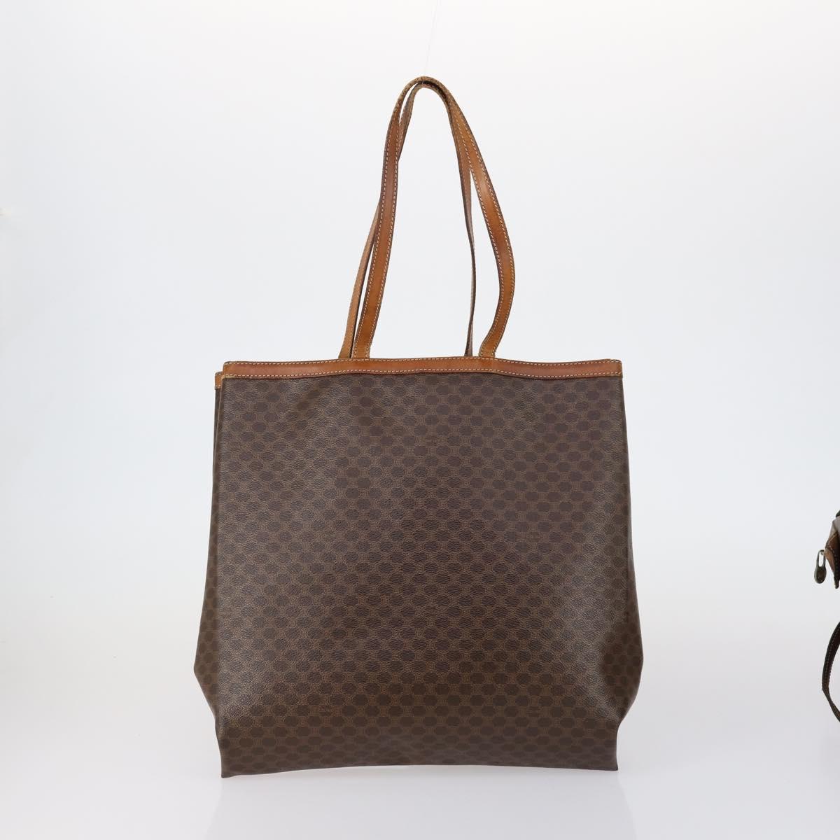 CELINE Macadam Canvas Shoulder Bag PVC Leather 5 Set Brown Auth 151955