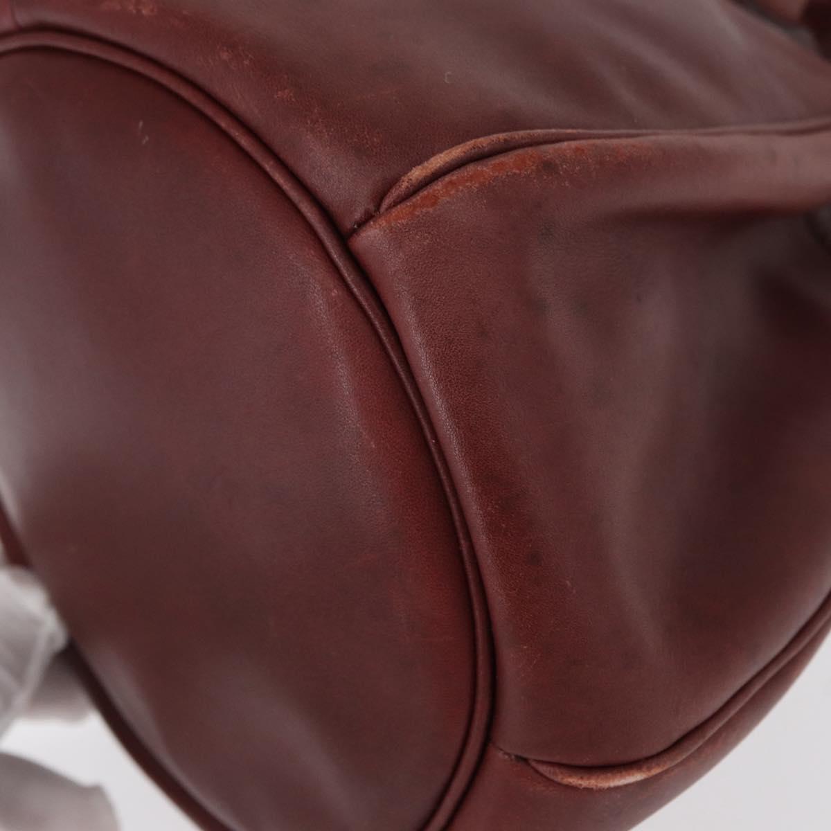 CARTIER Must Line Shoulder Bag Leather Bordeaux Gold Auth 151956