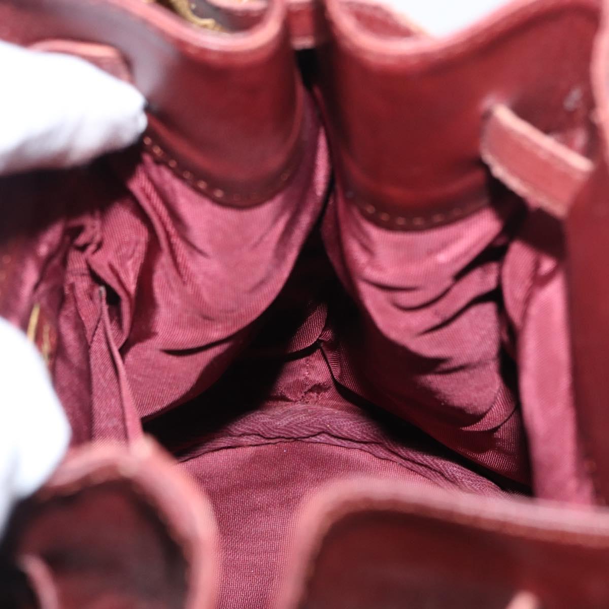 CARTIER Must Line Shoulder Bag Leather Bordeaux Gold Auth 151956