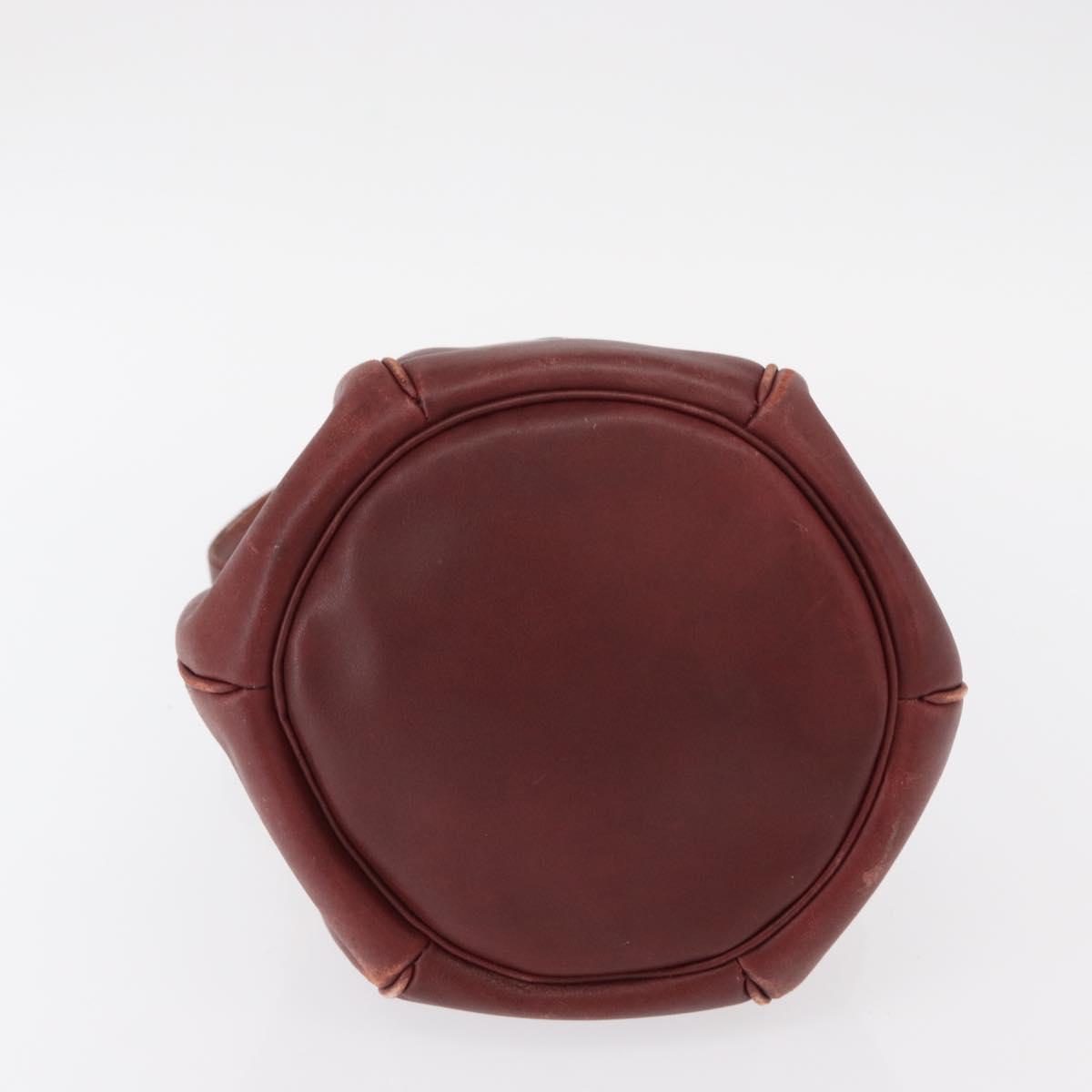 CARTIER Must Line Shoulder Bag Leather Bordeaux Gold Auth 151956