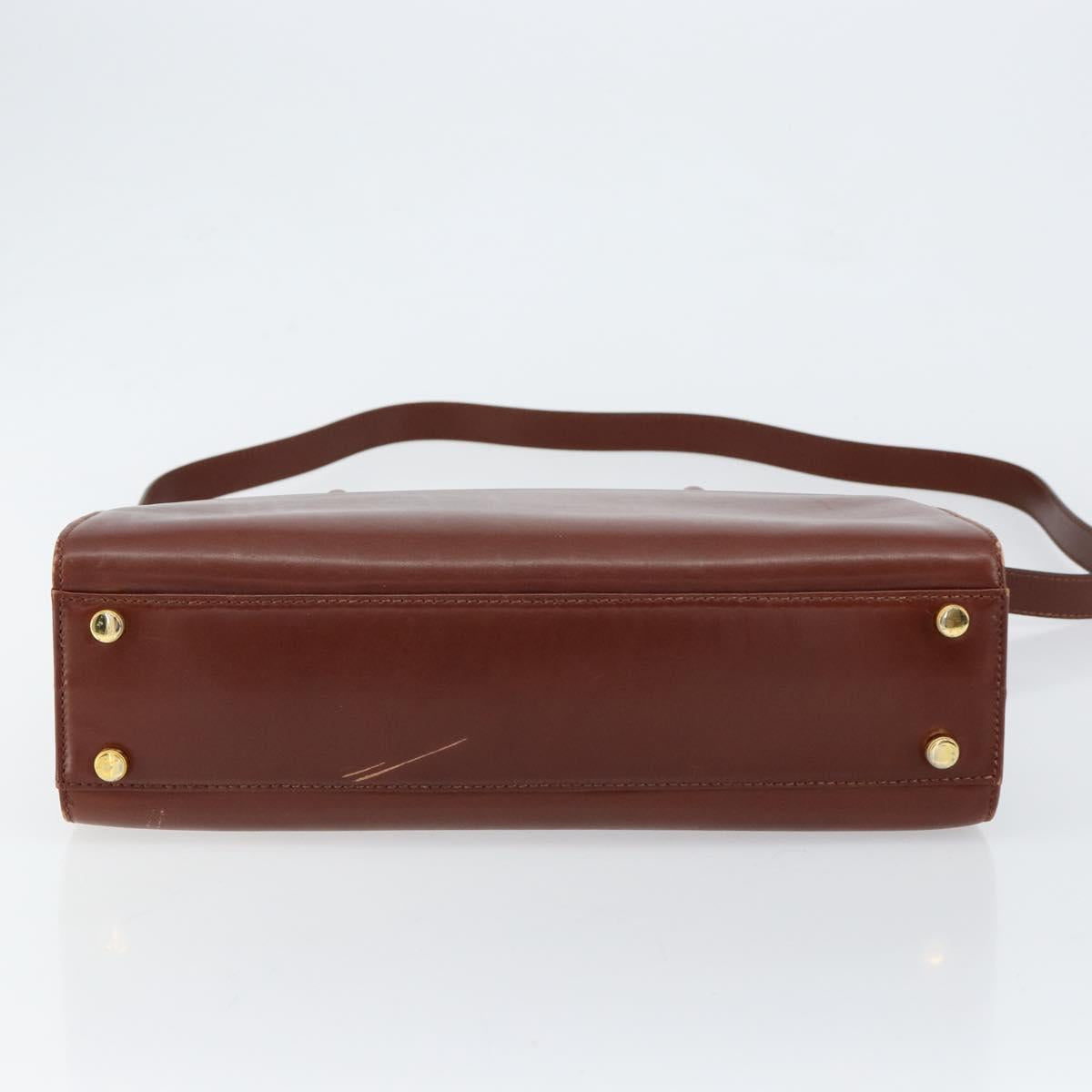 Salvatore Ferragamo Hand Bag Leather 2way Brown Gold Auth 151957