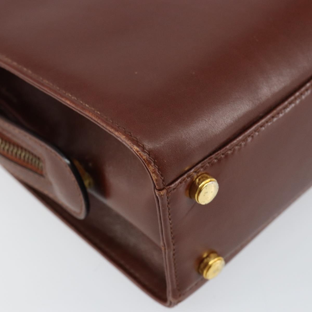 Salvatore Ferragamo Hand Bag Leather 2way Brown Gold Auth 151957