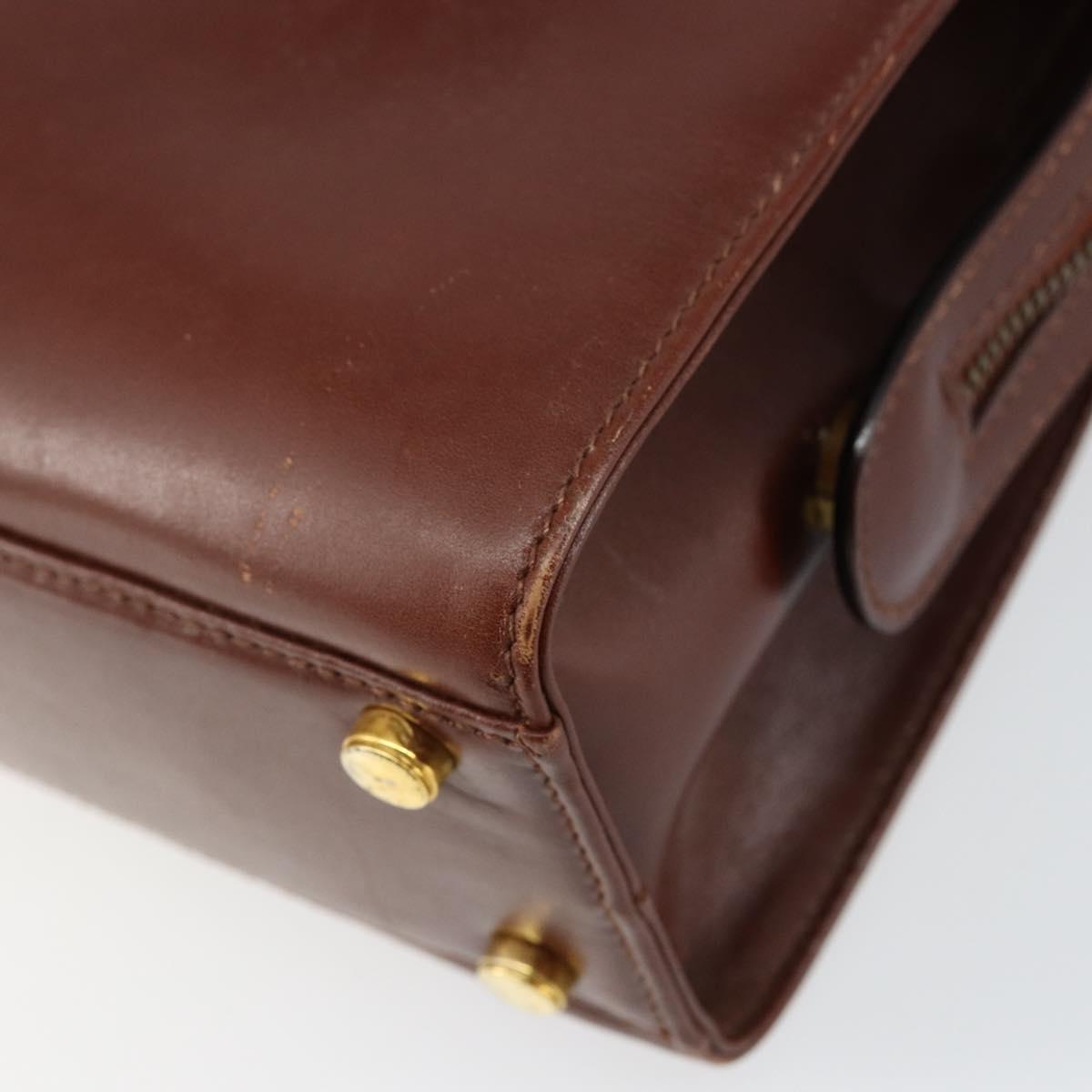 Salvatore Ferragamo Hand Bag Leather 2way Brown Gold Auth 151957