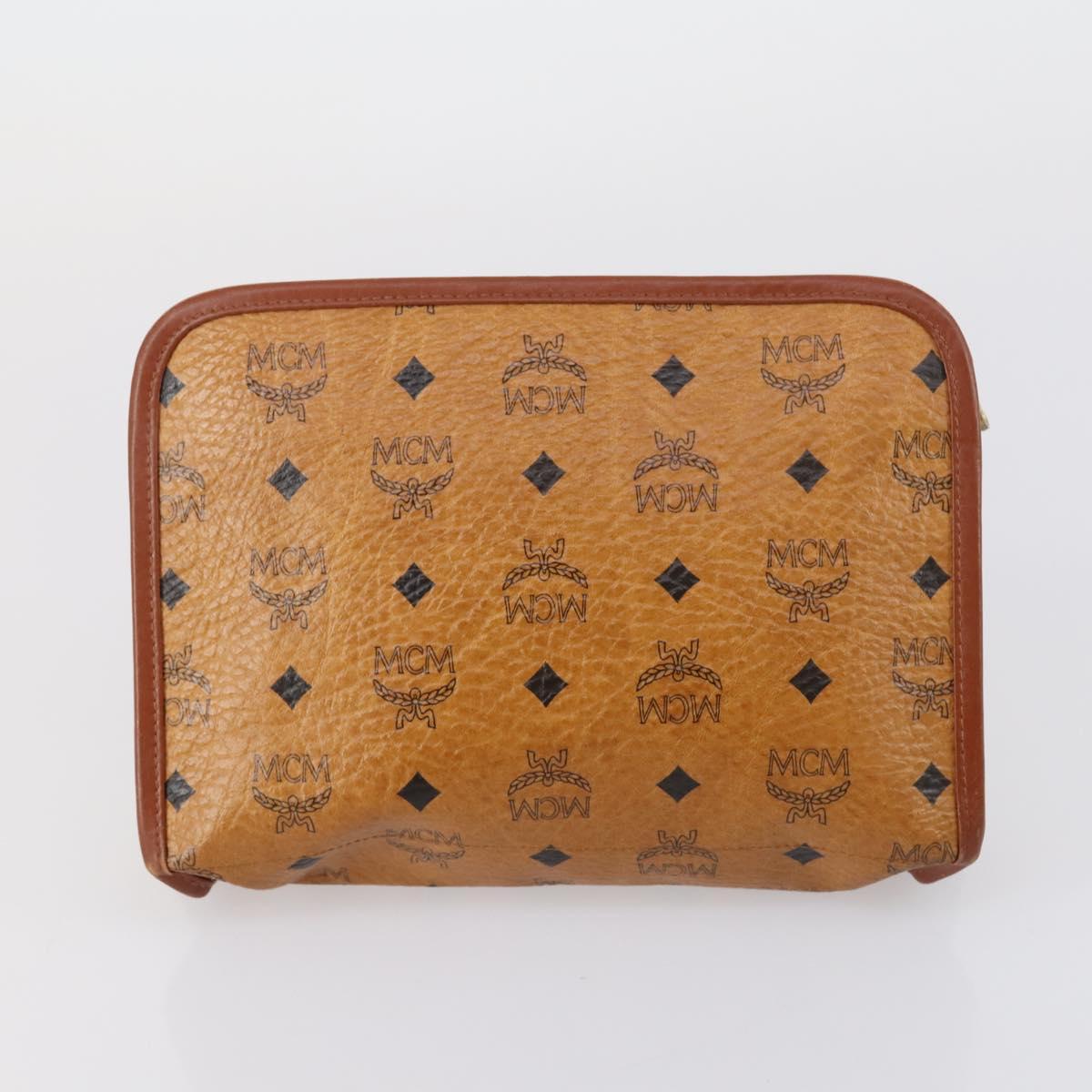 MCM Logogram Vicetos Clutch Bag PVC Leather 2 Set Brown Auth 151960