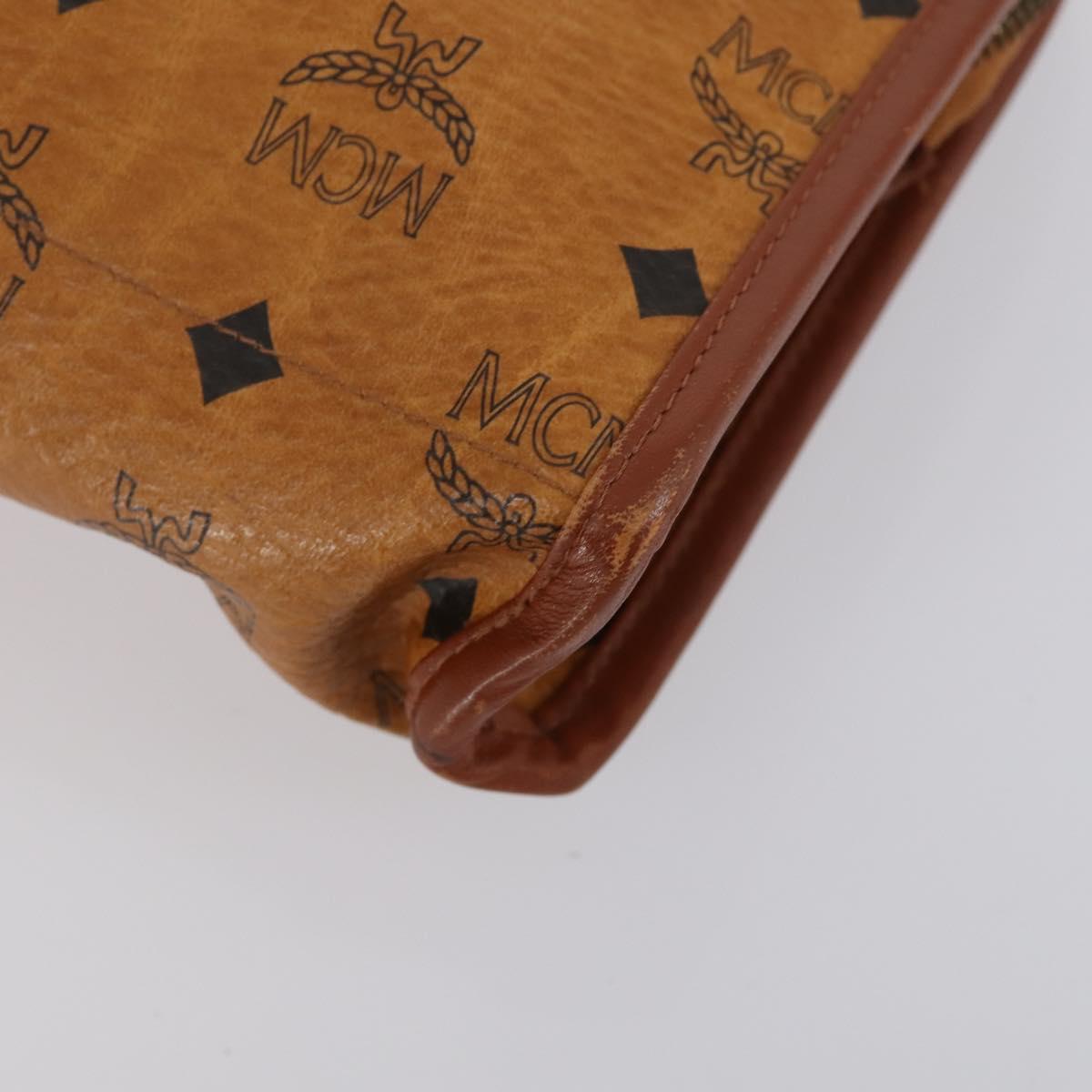 MCM Logogram Vicetos Clutch Bag PVC Leather 2 Set Brown Auth 151960