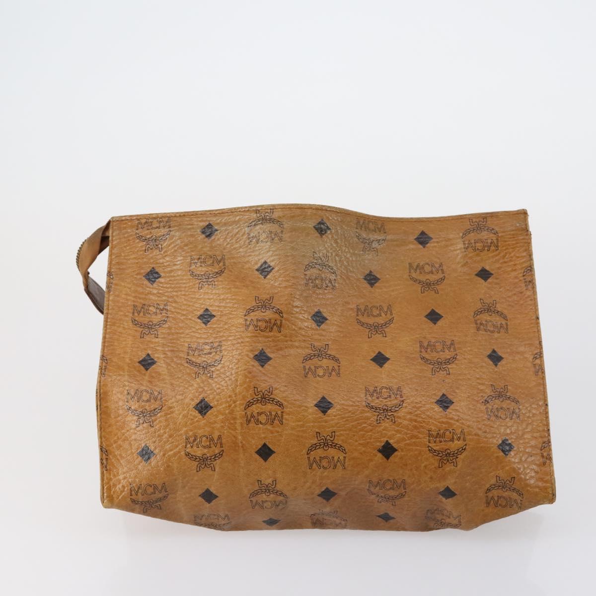 MCM Logogram Vicetos Clutch Bag PVC Leather 2 Set Brown Auth 151960