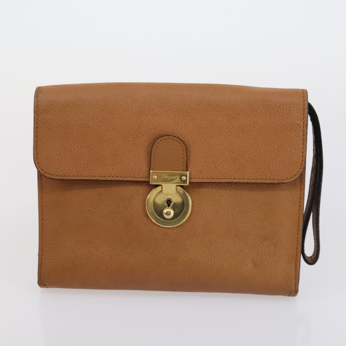 Salvatore Ferragamo Shoulder Bag Leather 2 Set Beige Auth 151962