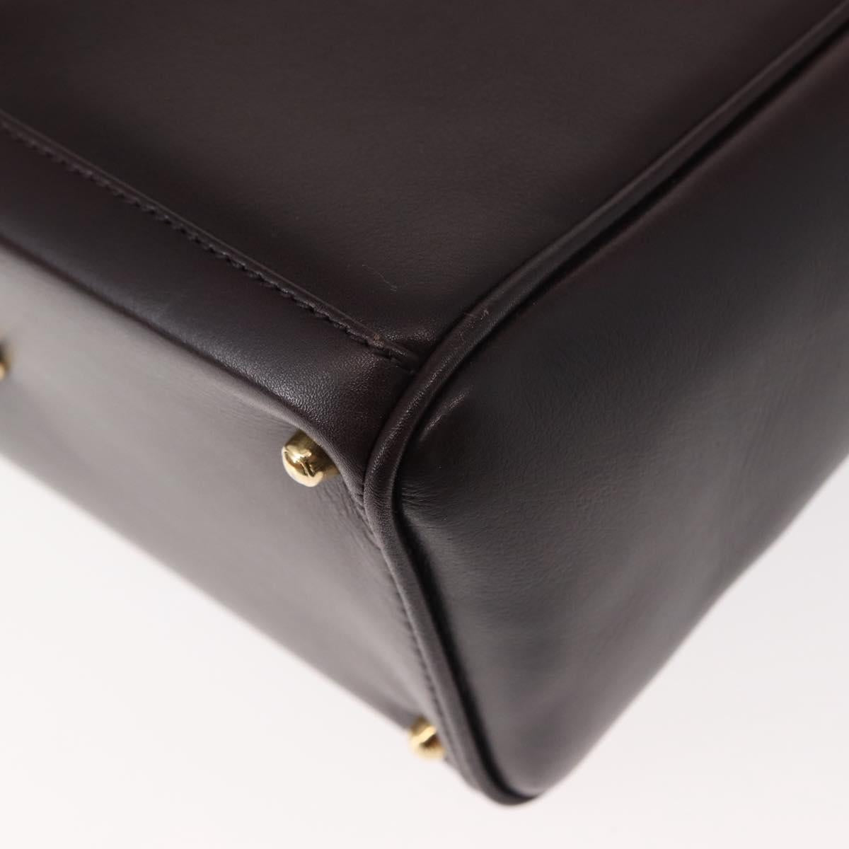 GUCCI Bamboo Hand Bag Leather 2way Brown Gold Auth 151967