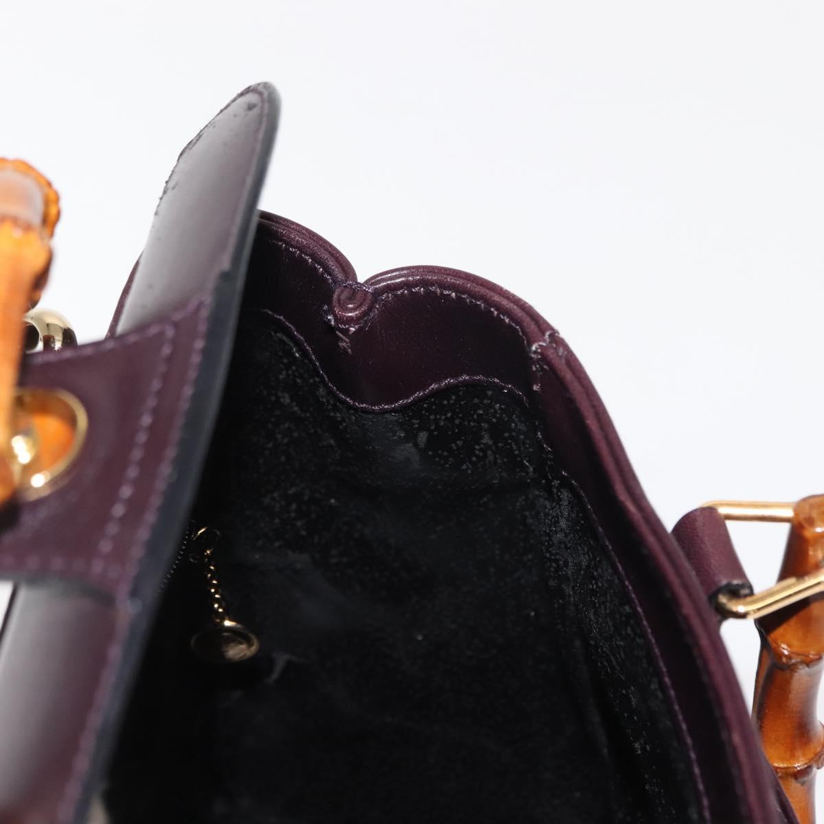 GUCCI Bamboo Hand Bag Leather 2way Brown Gold Auth 151967