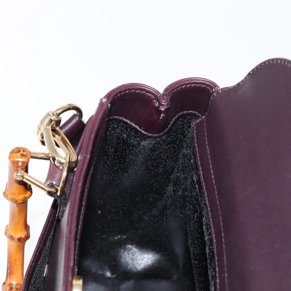 GUCCI Bamboo Hand Bag Leather 2way Brown Gold Auth 151967