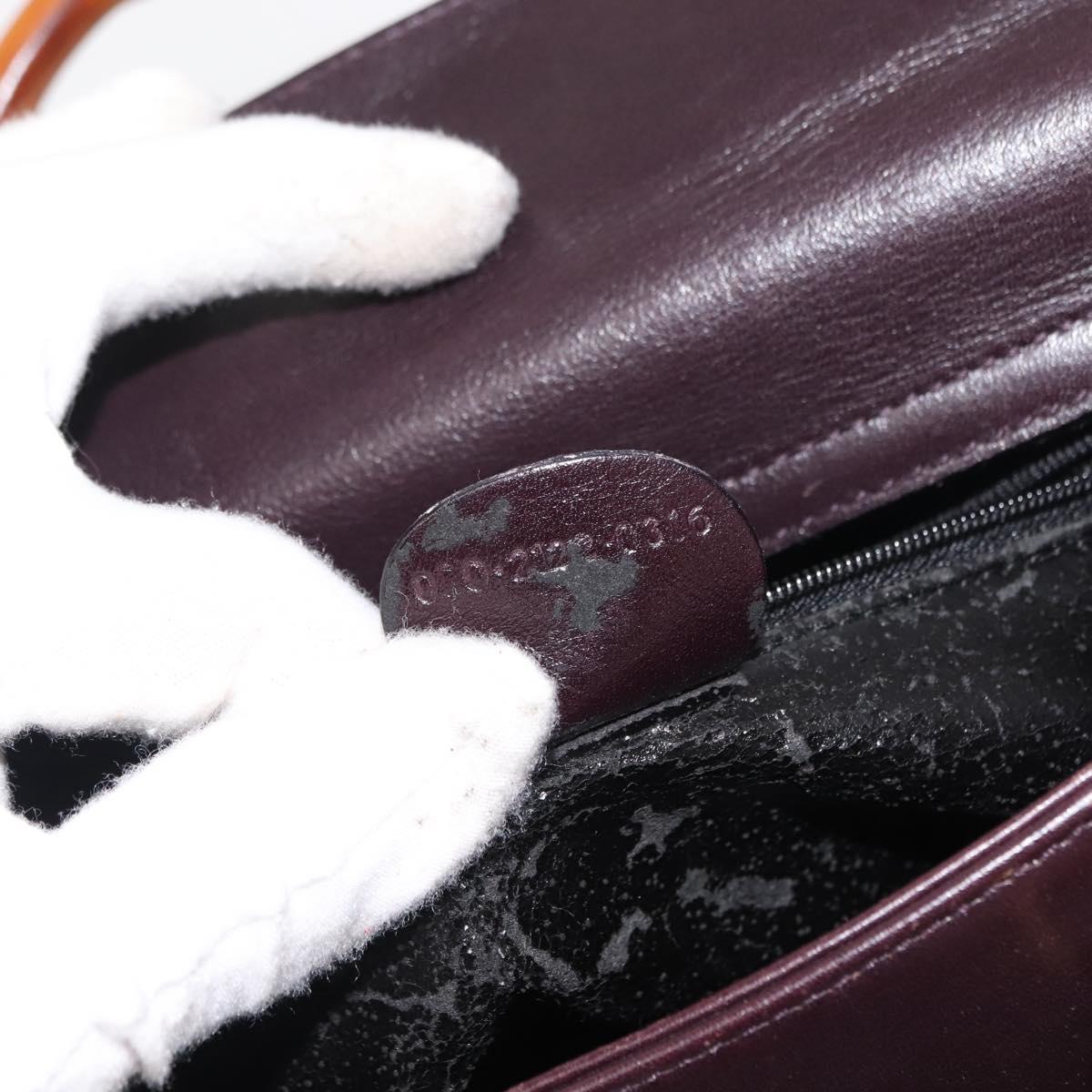 GUCCI Bamboo Hand Bag Leather 2way Brown Gold Auth 151967