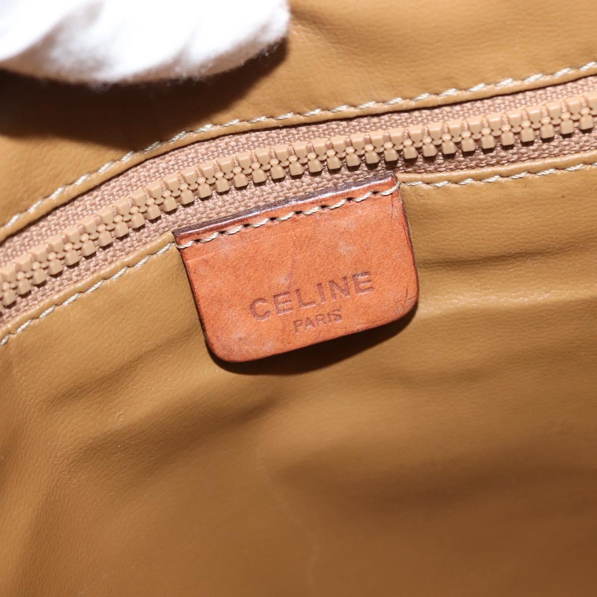 CELINE Macadam Canvas Clutch Bag PVC Leather Brown Gold Auth 151971