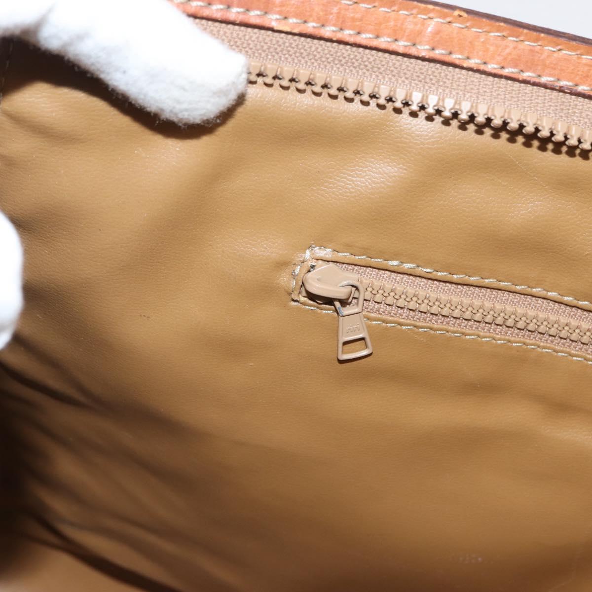 CELINE Macadam Canvas Clutch Bag PVC Leather Brown Gold Auth 151971