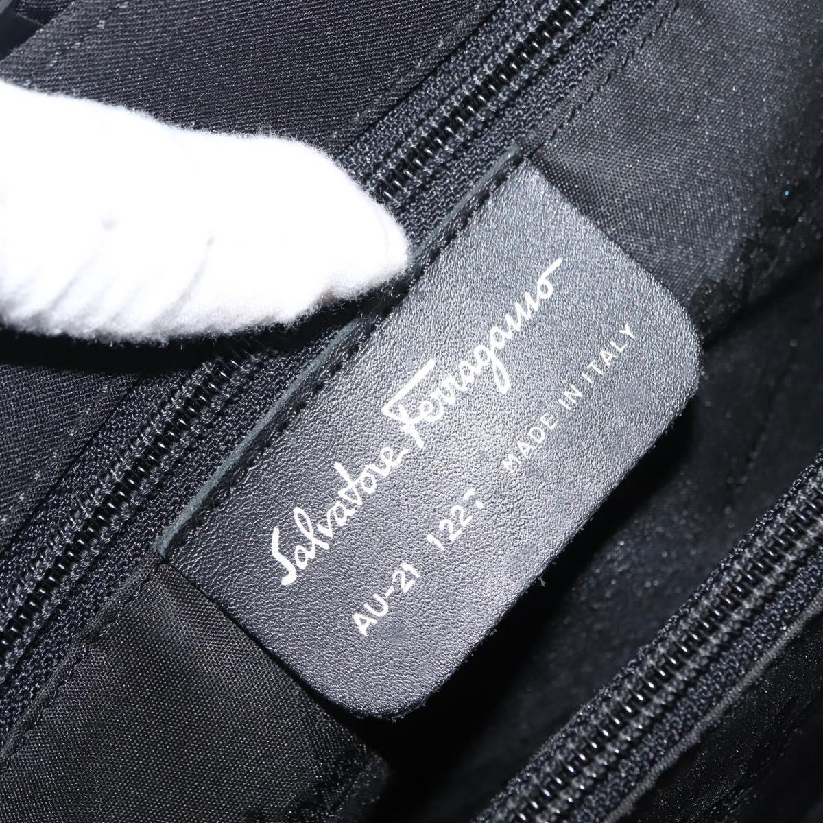 Salvatore Ferragamo Chain Vala Shoulder Bag Nylon Black Auth 151972