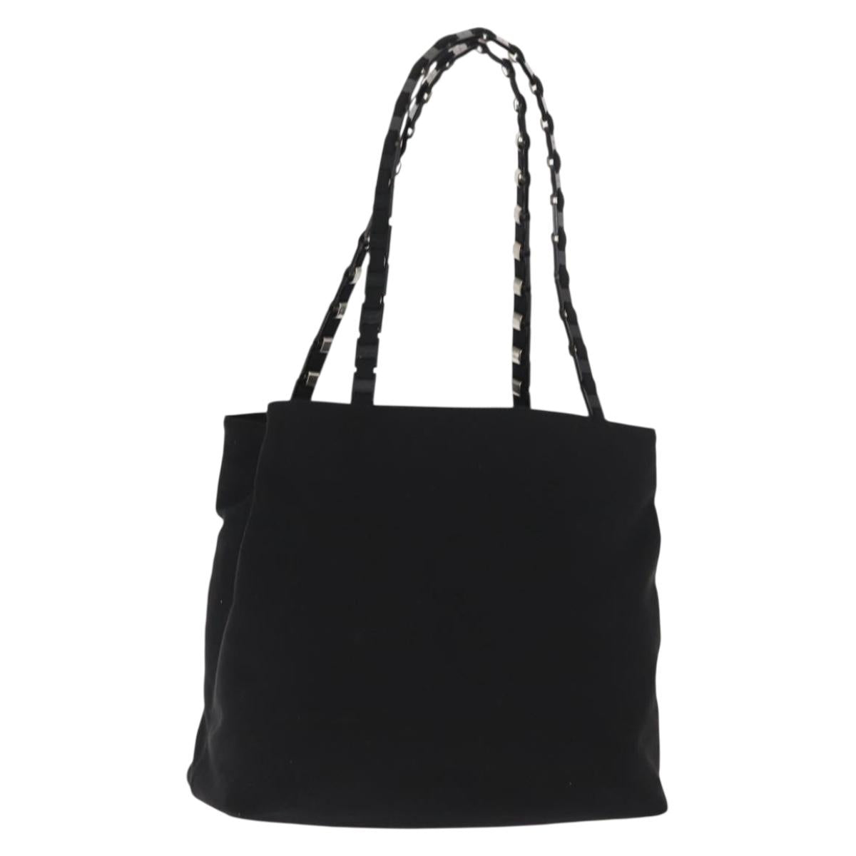 Salvatore Ferragamo Chain Vala Shoulder Bag Nylon Black Auth 151972