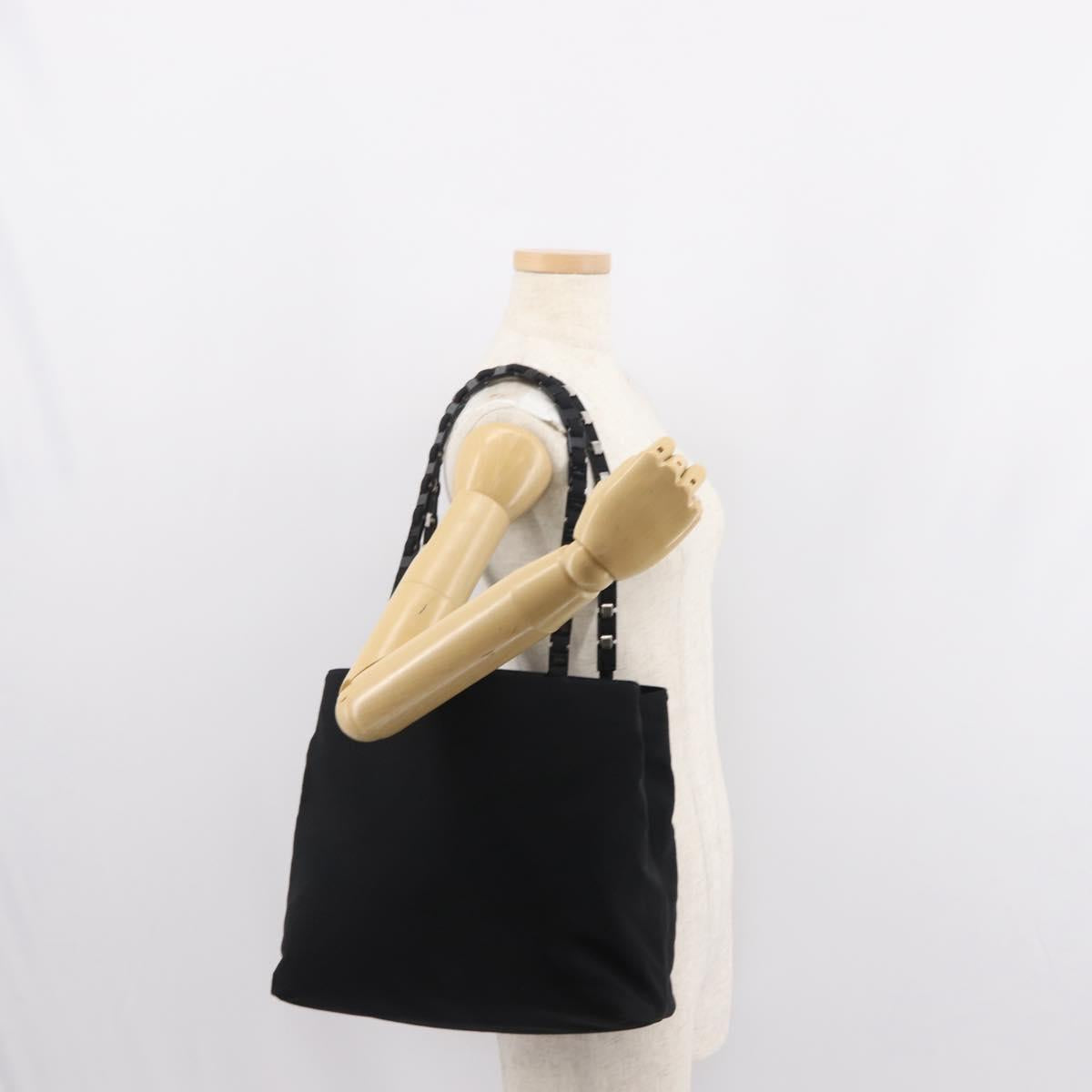 Salvatore Ferragamo Chain Vala Shoulder Bag Nylon Black Auth 151972