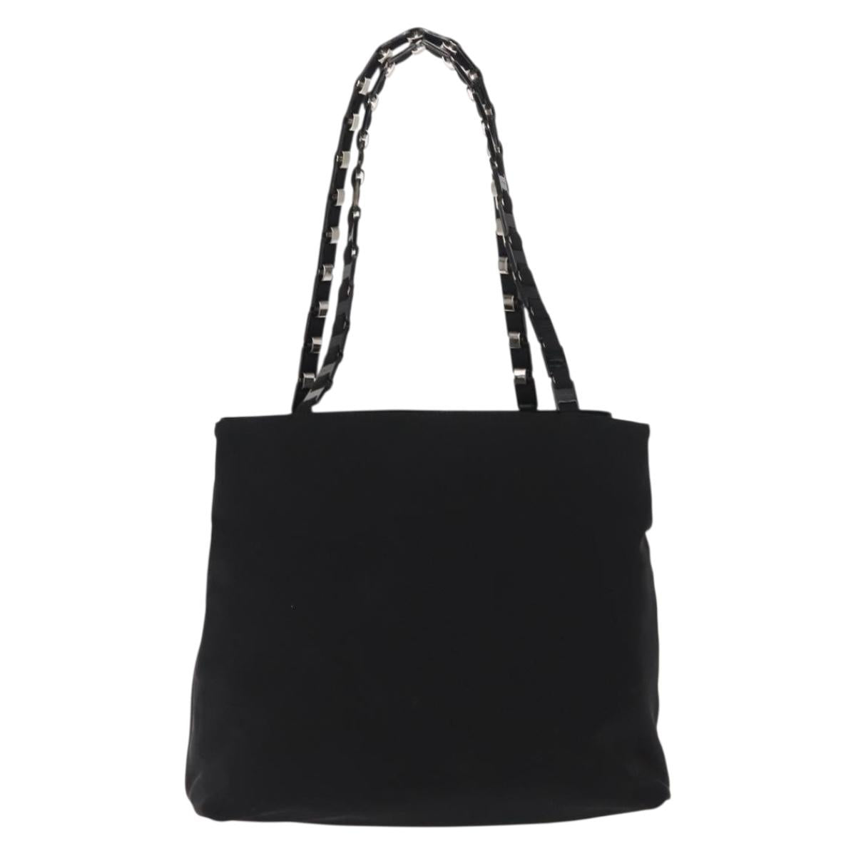 Salvatore Ferragamo Chain Vala Shoulder Bag Nylon Black Auth 151972