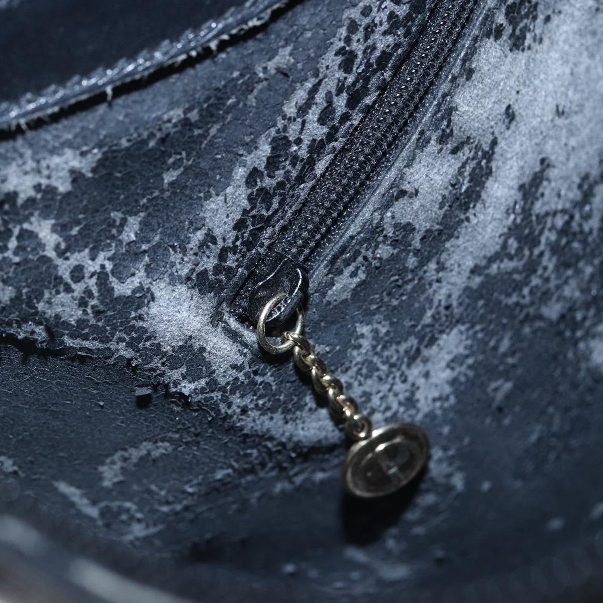 GUCCI Bamboo Shoulder Bag Leather Black Gold Auth 151973