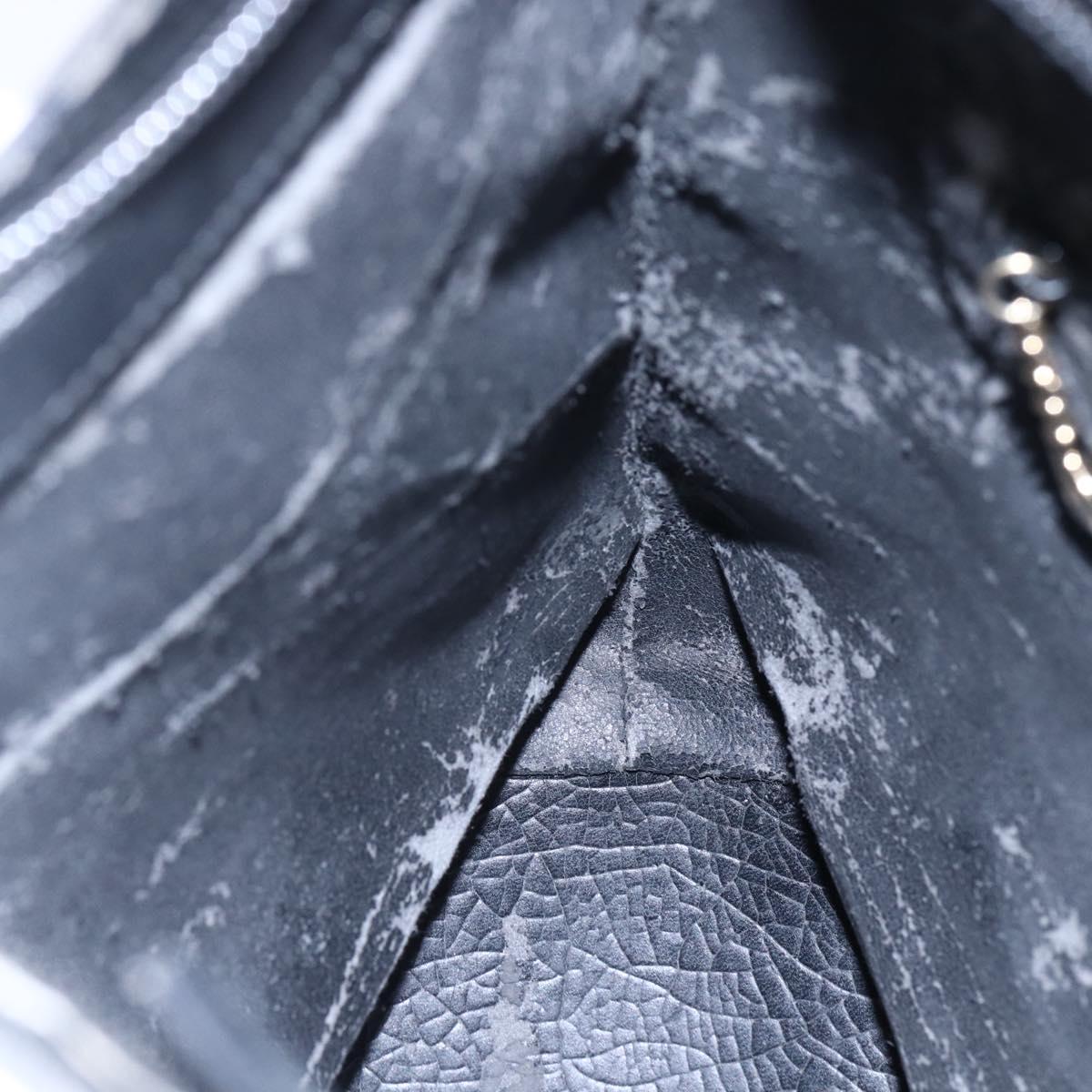 GUCCI Bamboo Shoulder Bag Leather Black Gold Auth 151973