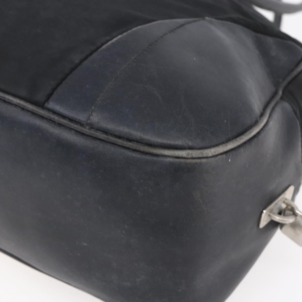 PRADA Hand Bag Nylon Black Silver Auth 151974