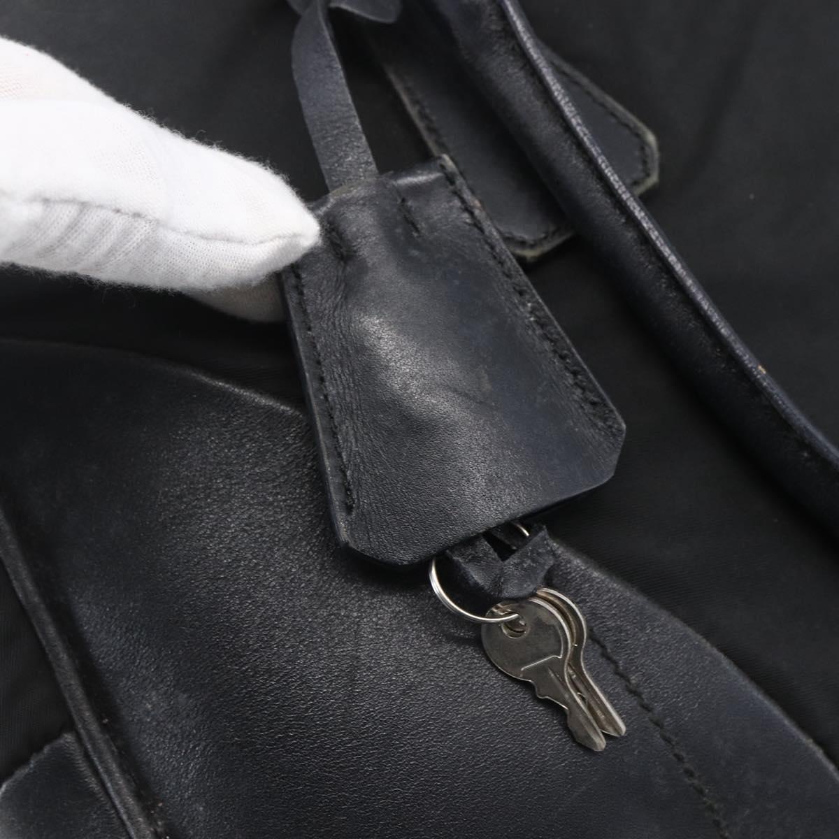 PRADA Hand Bag Nylon Black Silver Auth 151974