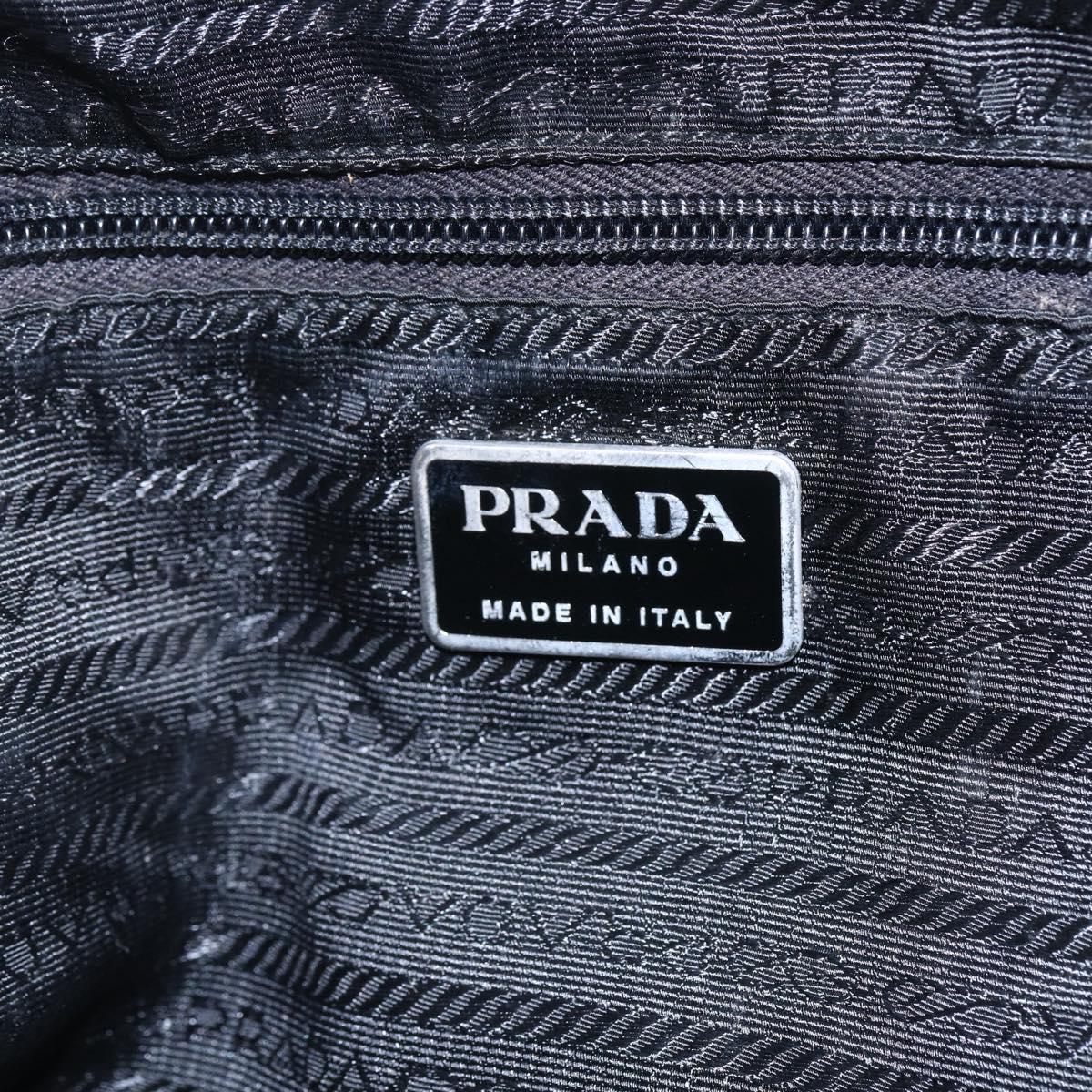 PRADA Hand Bag Nylon Black Silver Auth 151974