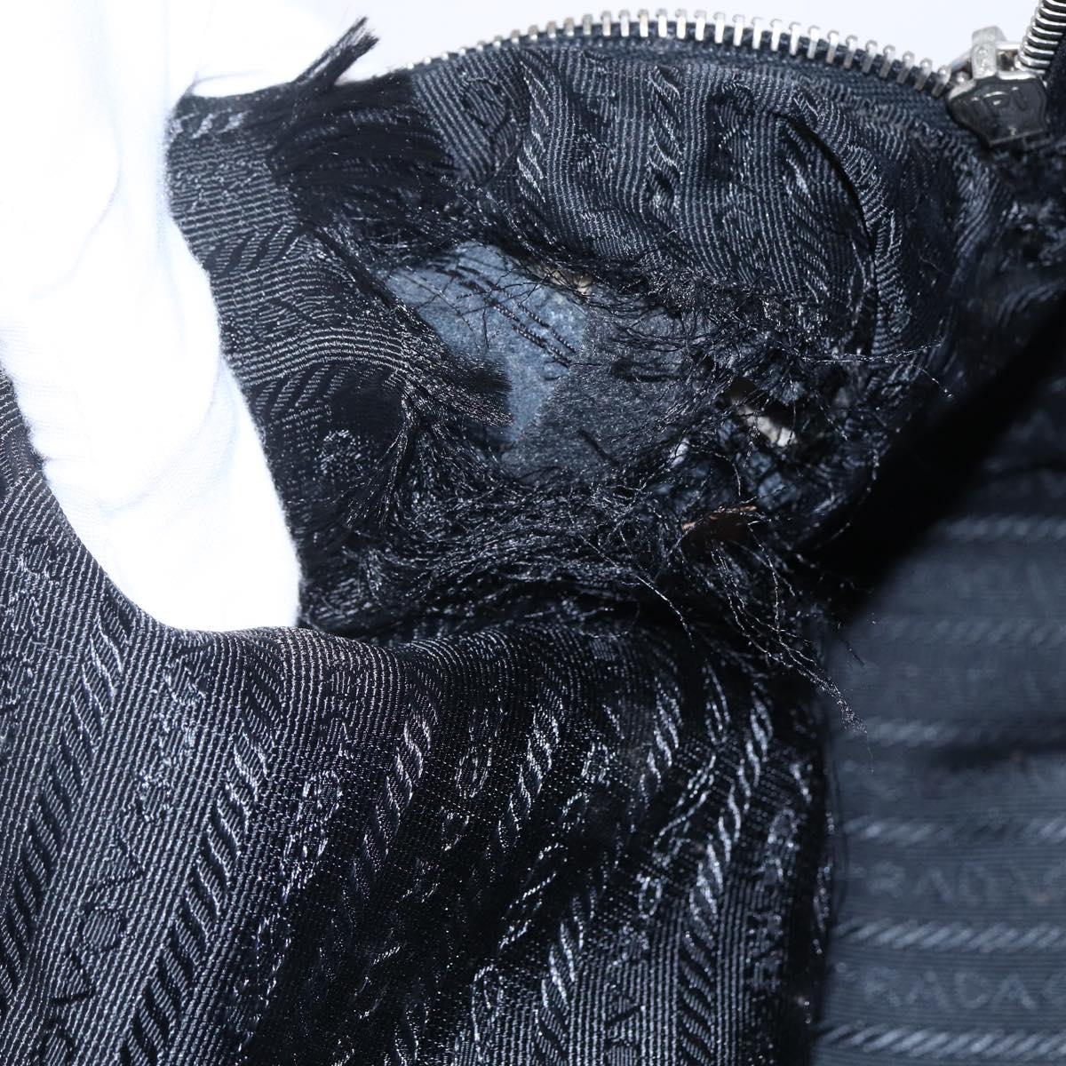 PRADA Hand Bag Nylon Black Silver Auth 151974