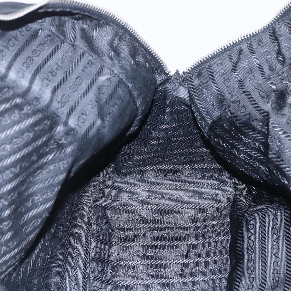 PRADA Hand Bag Nylon Black Silver Auth 151974