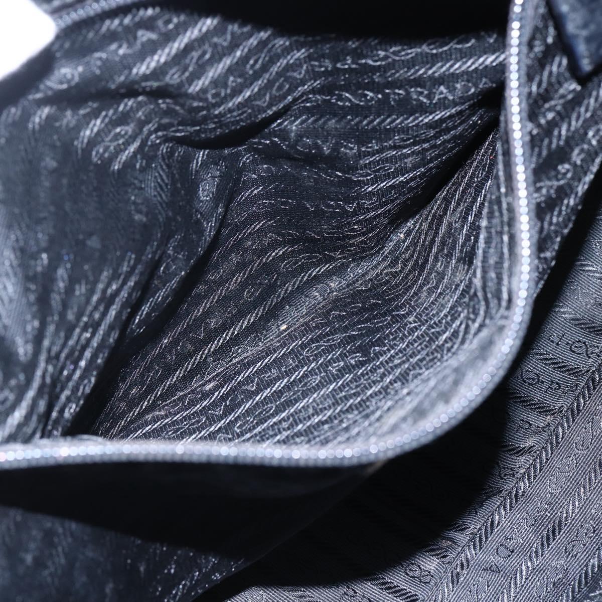 PRADA Hand Bag Nylon Black Silver Auth 151974