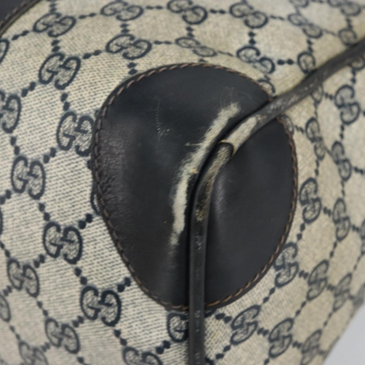 GUCCI GG Supreme Sherry Line Boston Bag PVC Navy Gold Red Auth 151975