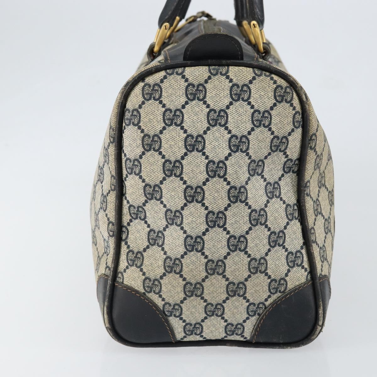 GUCCI GG Supreme Sherry Line Boston Bag PVC Navy Gold Red Auth 151975