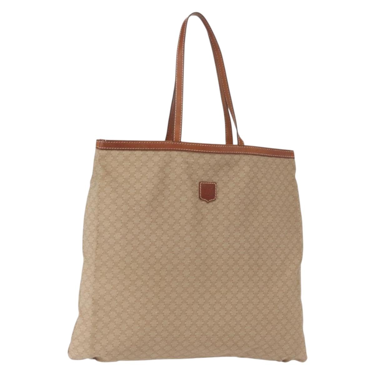 CELINE Macadam Canvas Tote Bag PVC Beige Auth 151976