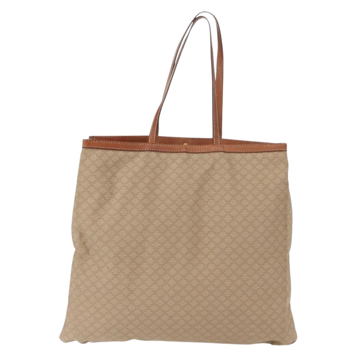 CELINE Macadam Canvas Tote Bag PVC Beige Auth 151976