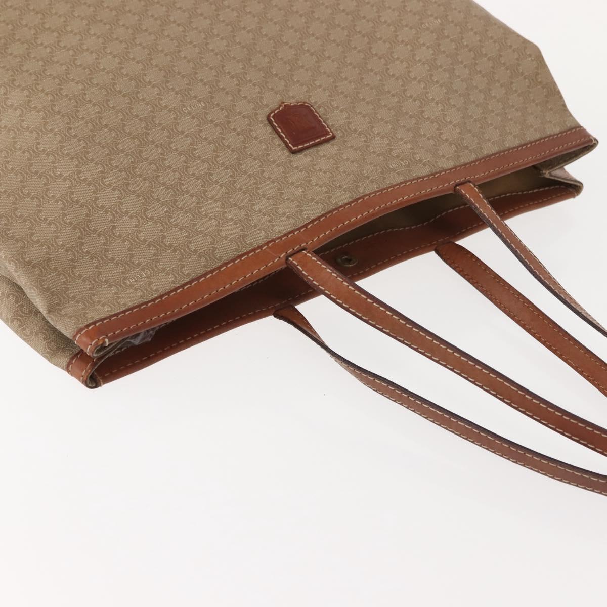 CELINE Macadam Canvas Tote Bag PVC Beige Auth 151976