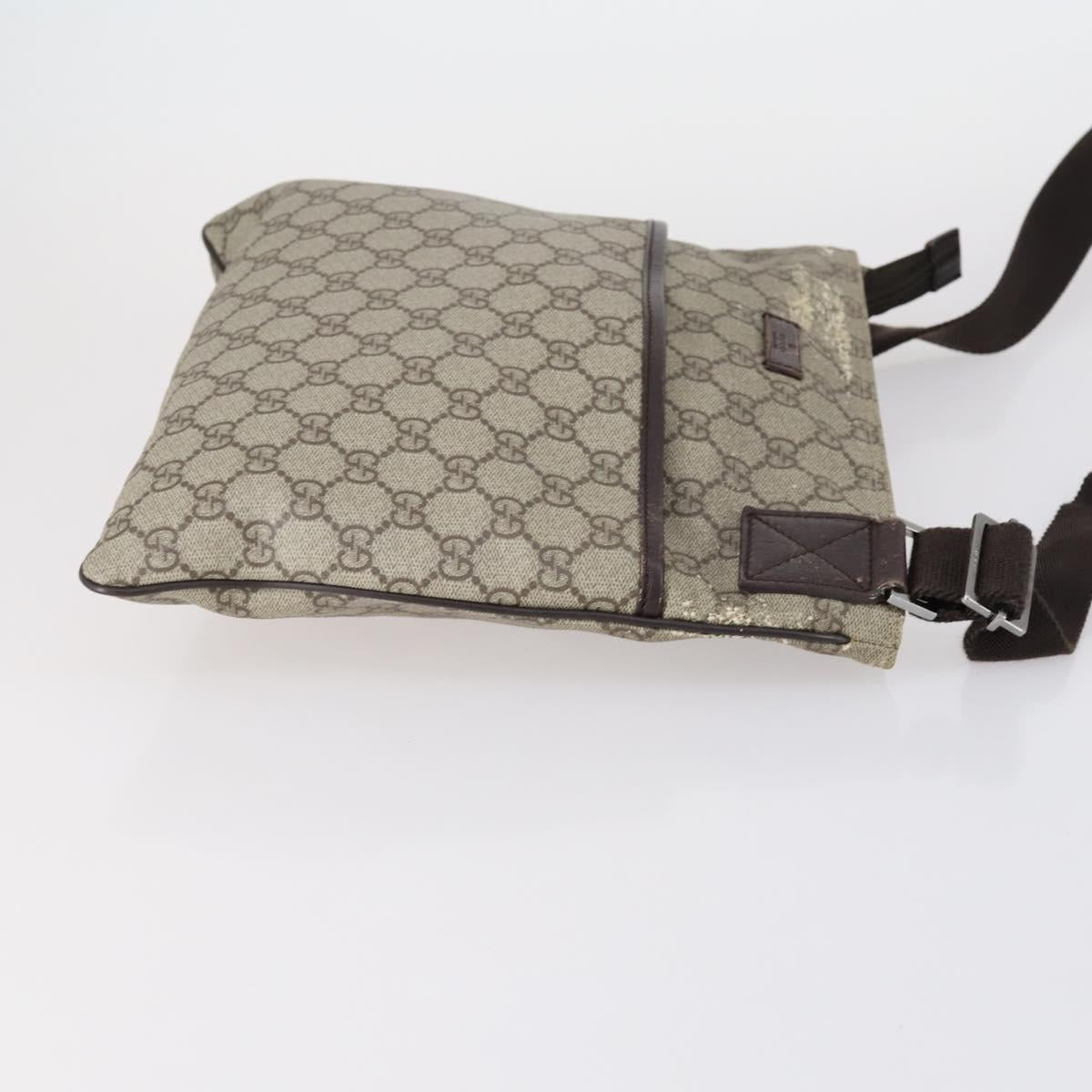 GUCCI GG Supreme Shoulder Bag PVC Beige Silver 141626 Auth 151979