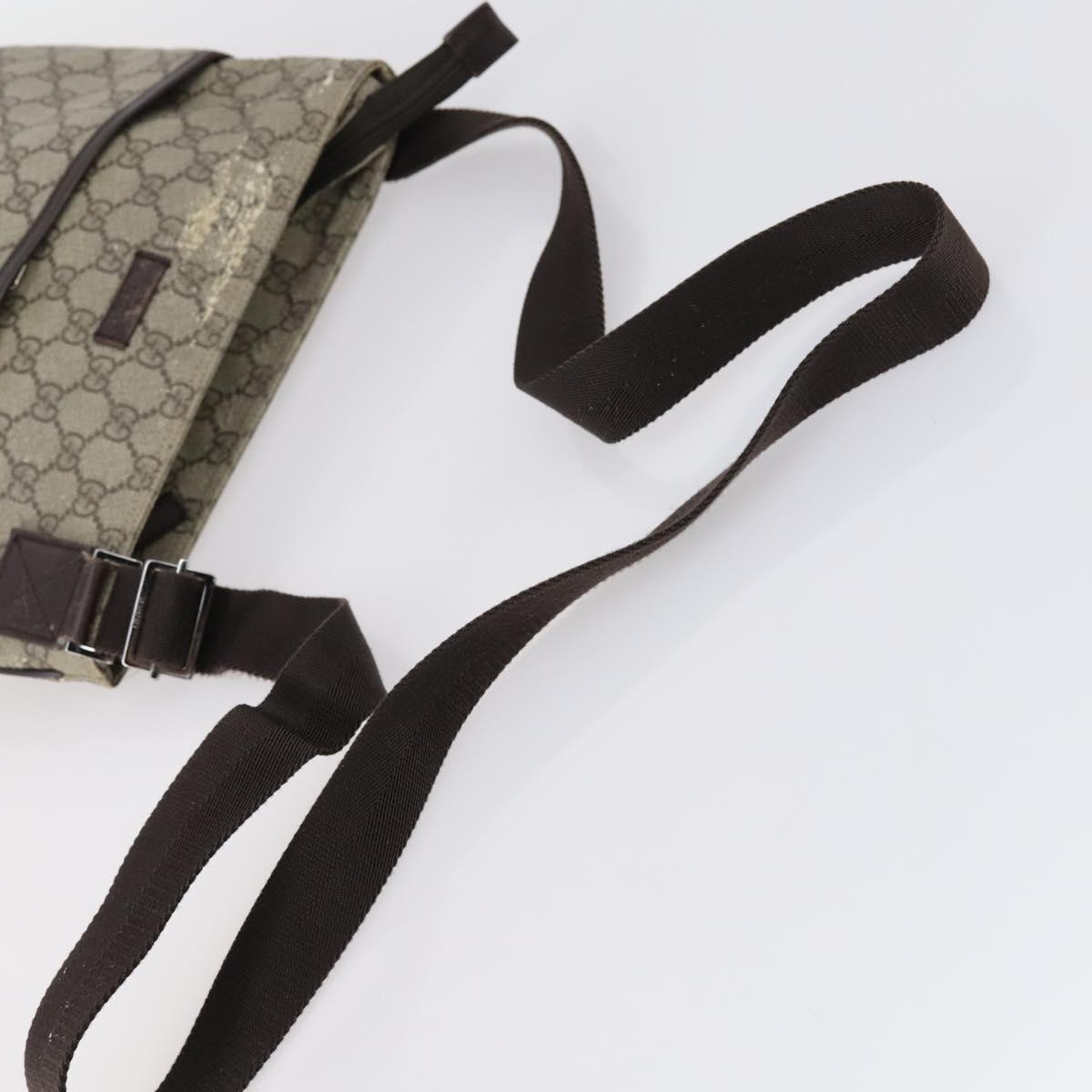 GUCCI GG Supreme Shoulder Bag PVC Beige Silver 141626 Auth 151979