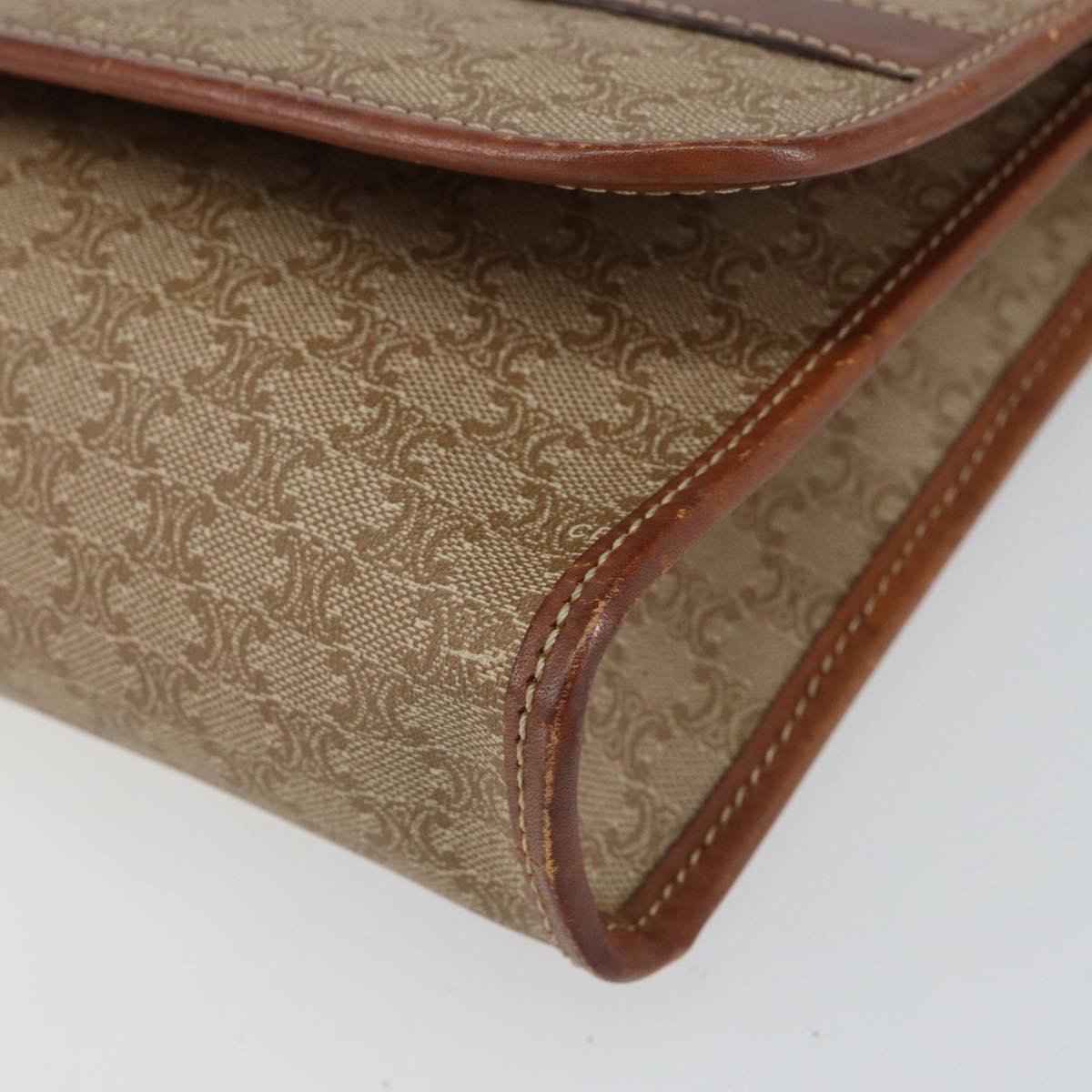 CELINE Macadam Canvas Shoulder Bag PVC Beige Auth 151980