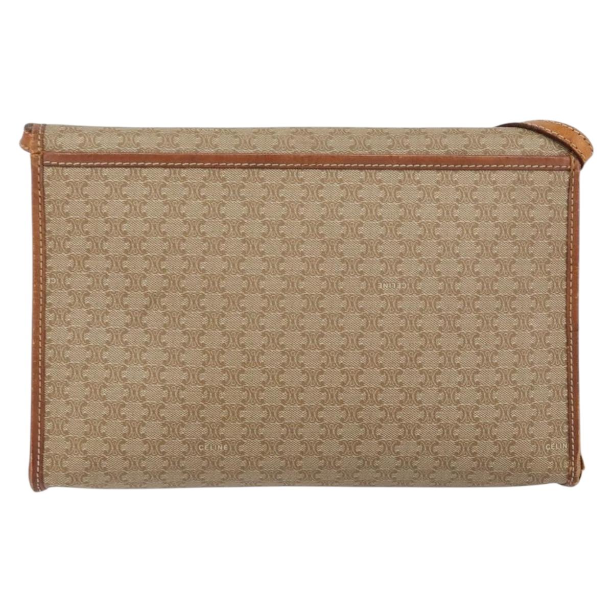 CELINE Macadam Canvas Shoulder Bag PVC Beige Auth 151980