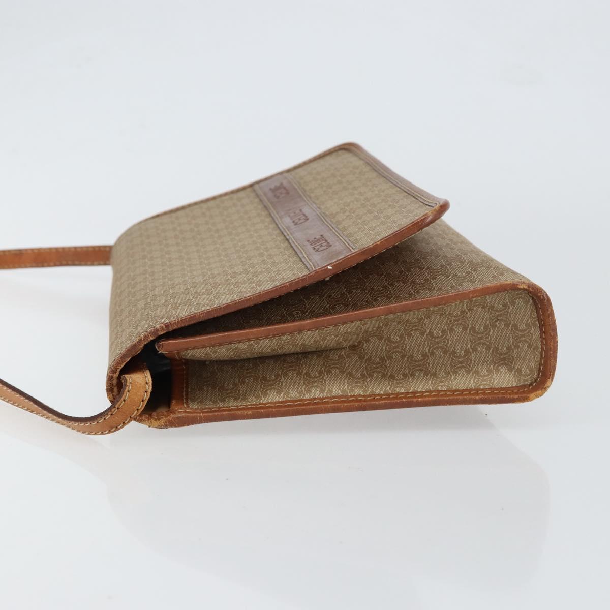 CELINE Macadam Canvas Shoulder Bag PVC Beige Auth 151980