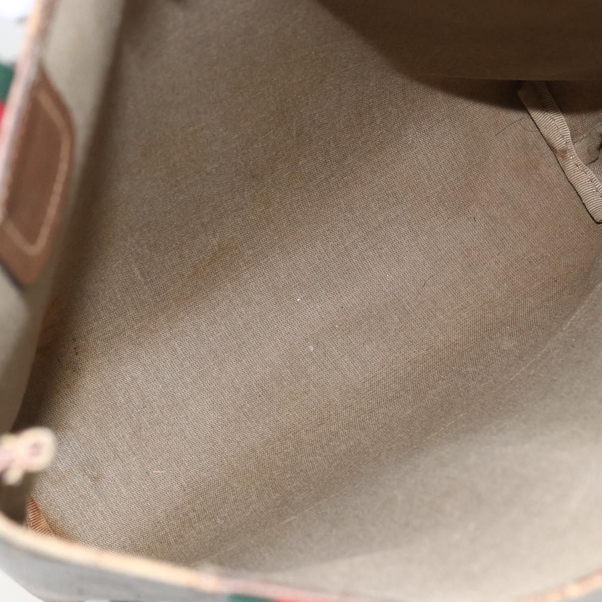 GUCCI GG Supreme Web Sherry Line Tote Bag PVC Beige Red 39 02 003 Auth 151981