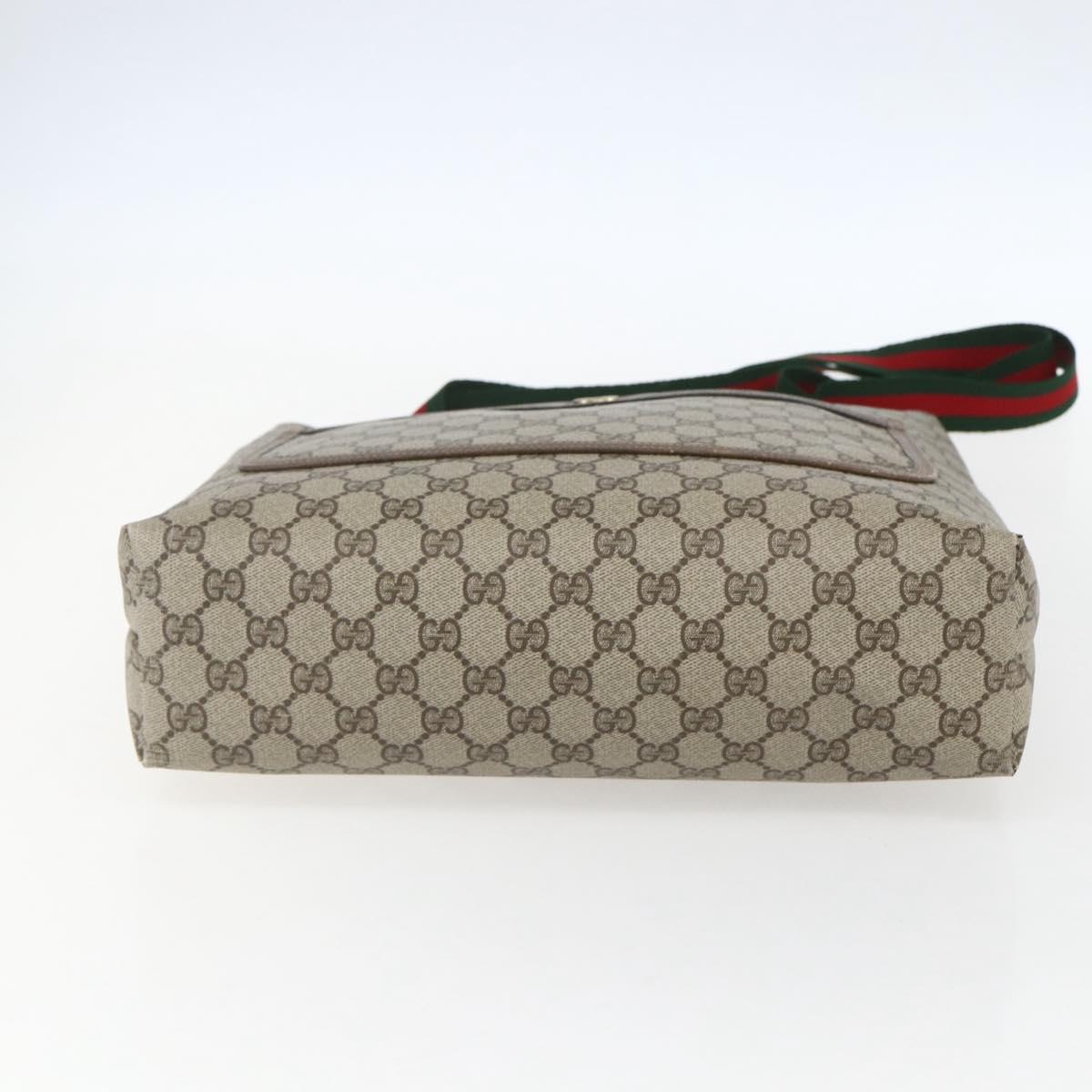 GUCCI GG Supreme Web Sherry Line Tote Bag PVC Beige Red 39 02 003 Auth 151981