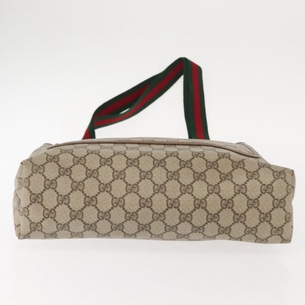GUCCI GG Supreme Web Sherry Line Tote Bag PVC Beige 39 02 003 Auth 151982
