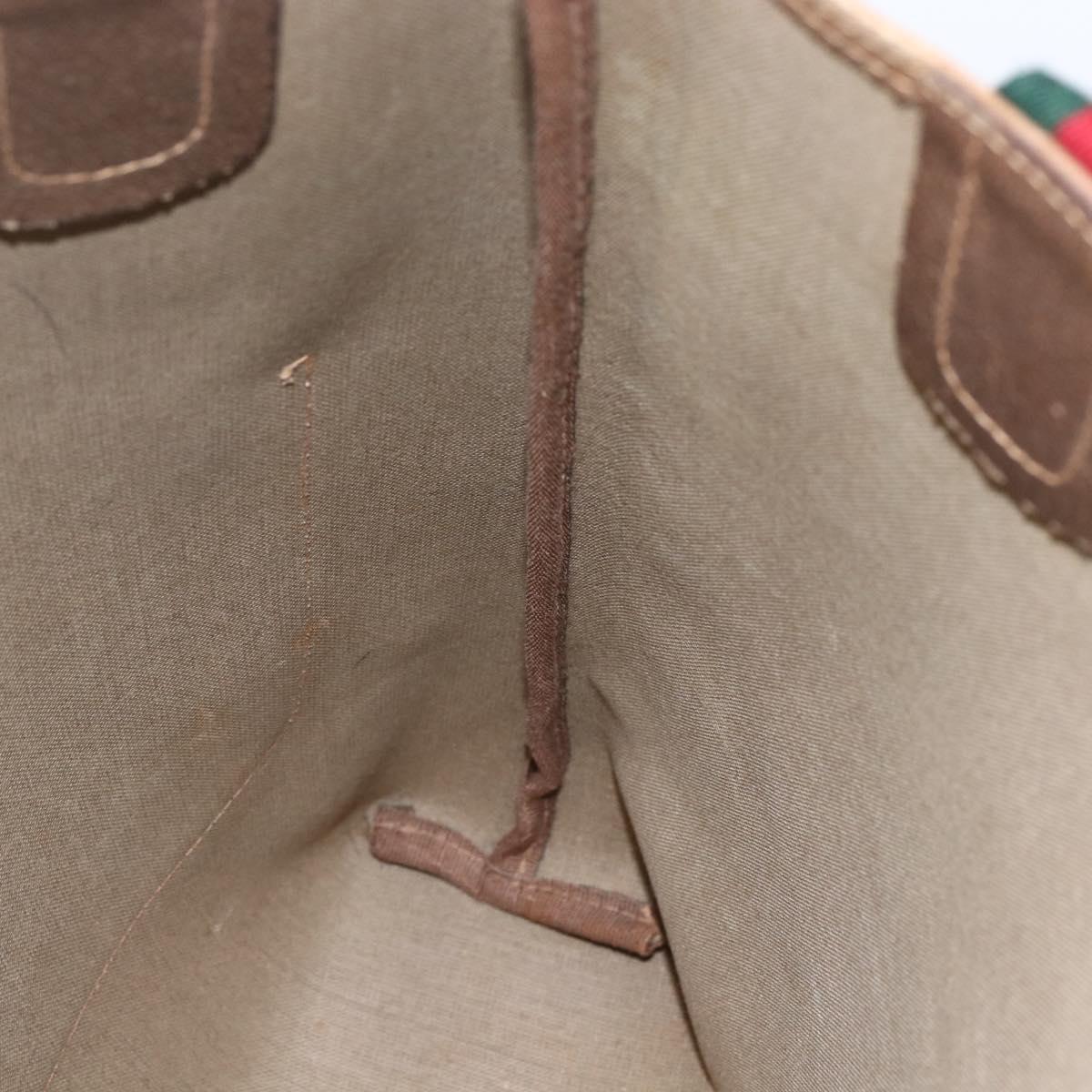 GUCCI GG Supreme Web Sherry Line Tote Bag PVC Beige 40 02 003 Auth 151983