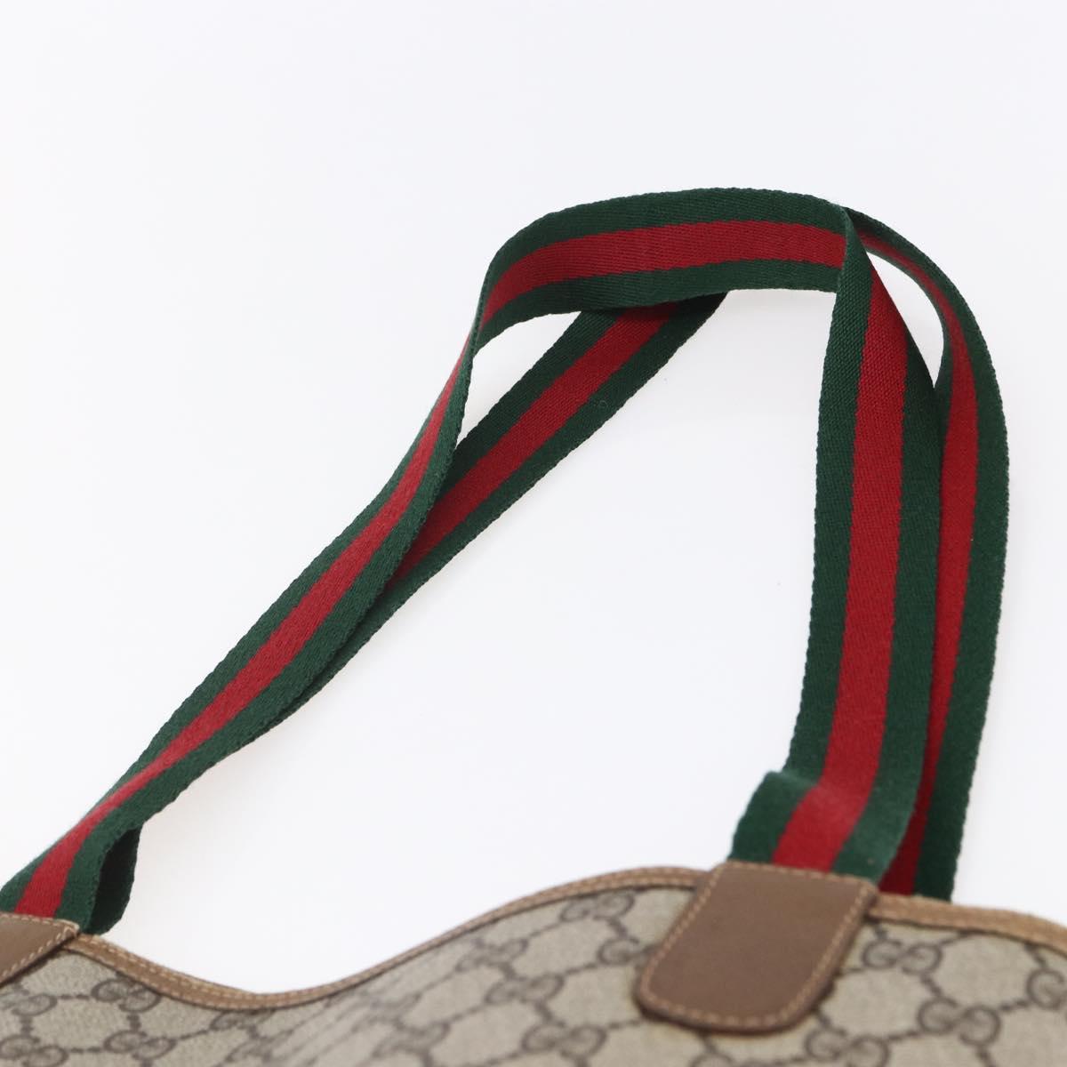 GUCCI GG Supreme Web Sherry Line Tote Bag PVC Beige 40 02 003 Auth 151983