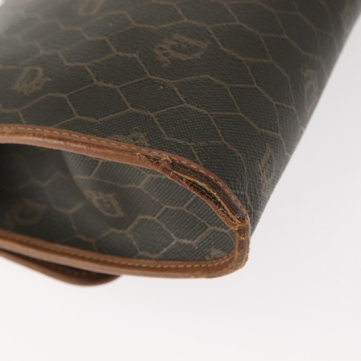 Christian Dior Honeycomb Canvas Shoulder Bag PVC Khaki Gold Auth 151985