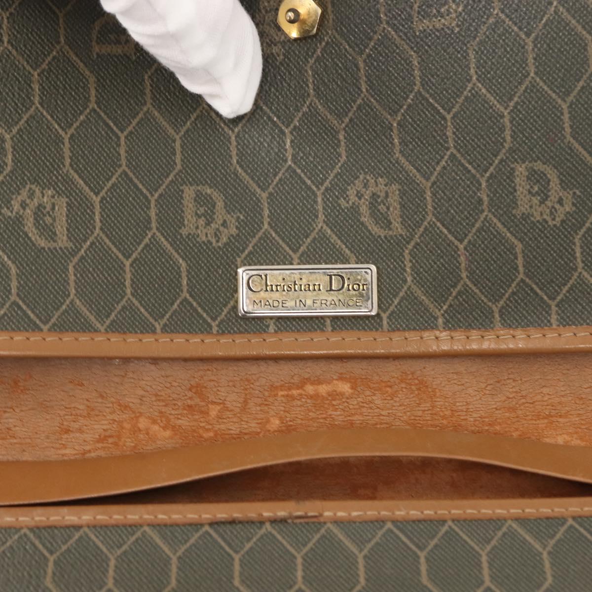 Christian Dior Honeycomb Canvas Shoulder Bag PVC Khaki Gold Auth 151985