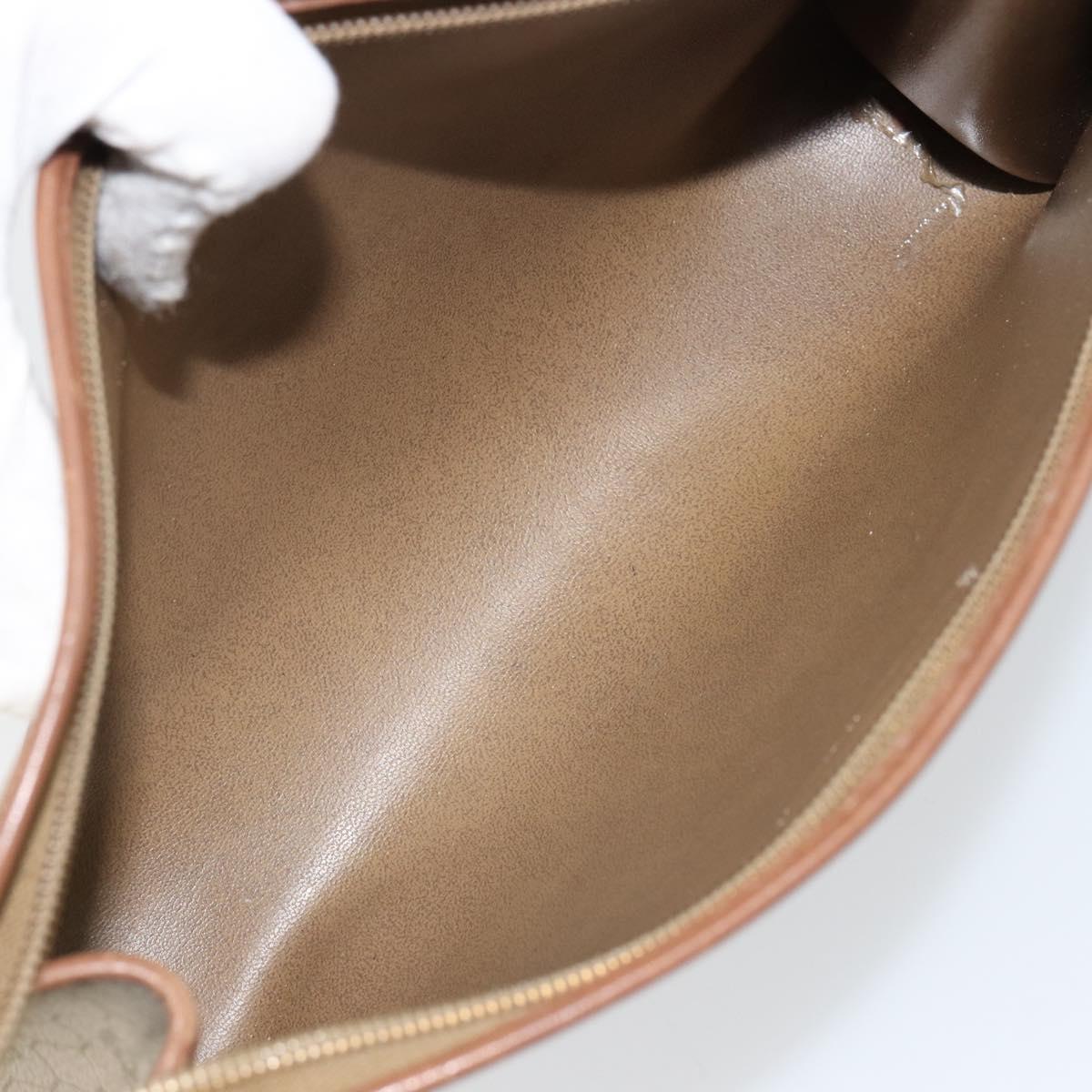 Christian Dior Honeycomb Canvas Clutch Bag PVC Beige Gold Auth 151989