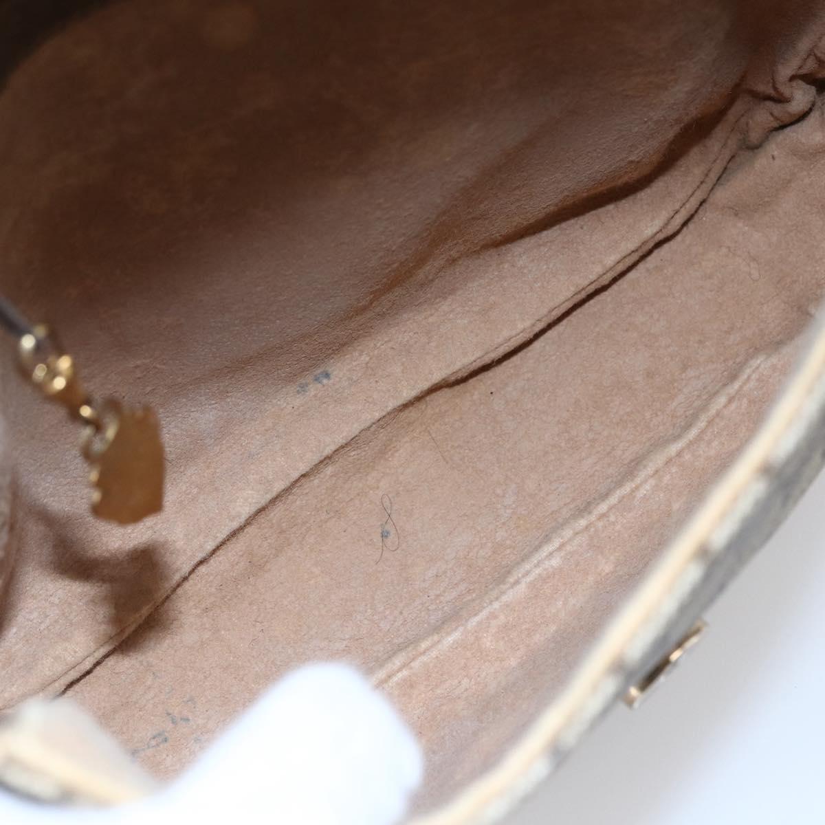 GUCCI GG Supreme Shoulder Bag PVC Beige Gold Auth 151990