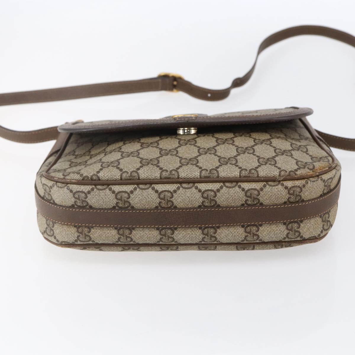 GUCCI GG Supreme Shoulder Bag PVC Beige Gold Auth 151990